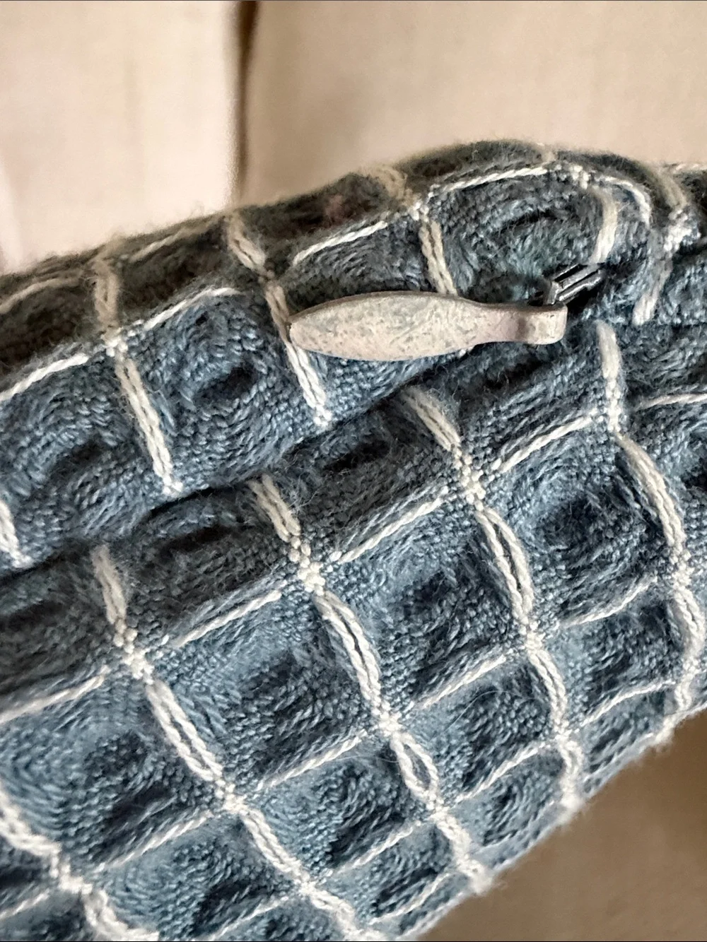 ❤️3 for $15❤️ Textured Blue Waffle Knit Accent Pillow, 20”